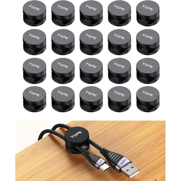 TOPK 20-Pack/2 Slots Silicone Cable Managment Clips - Picture 1 of 6